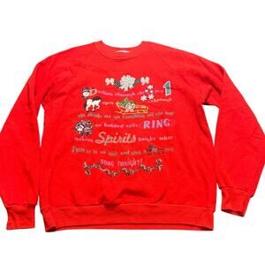 Vintage Christmas‎ Jingle Bells Crewneck Holiday Festival Graphic Sweatshirt XL
